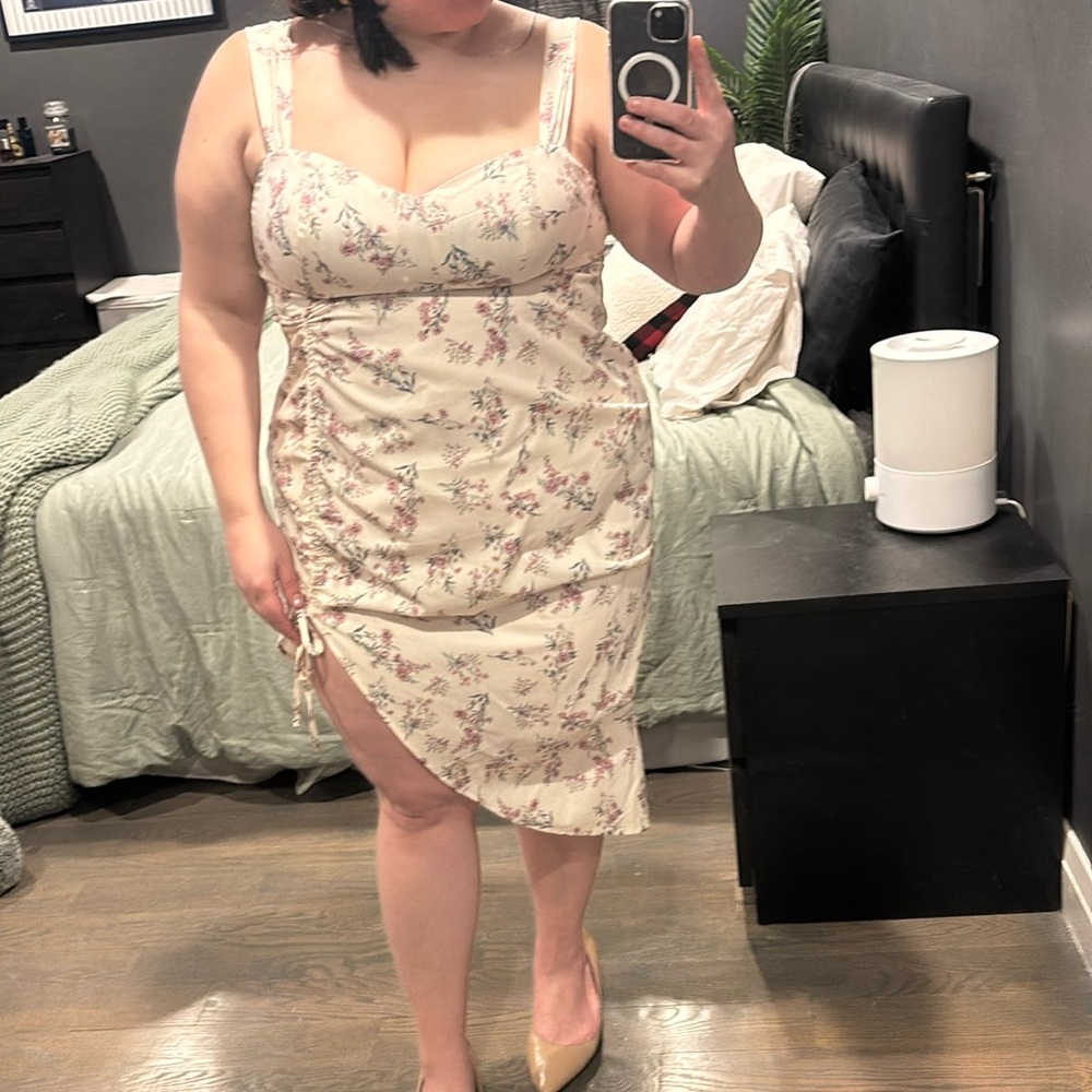 Cider 2X Floral Dress with Leg Detailing